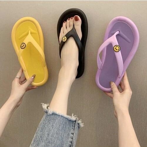 Apanzu Slippers Women Summer Platform Slides Candy Colors Shoes Fashion Flip Flops 2021Simplicity Smiley Soft Hawaiian Flat