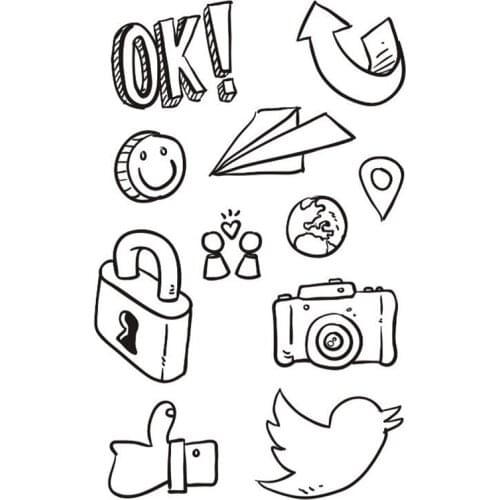 Transparent social networks silicone stamps crafts and scrapbooking