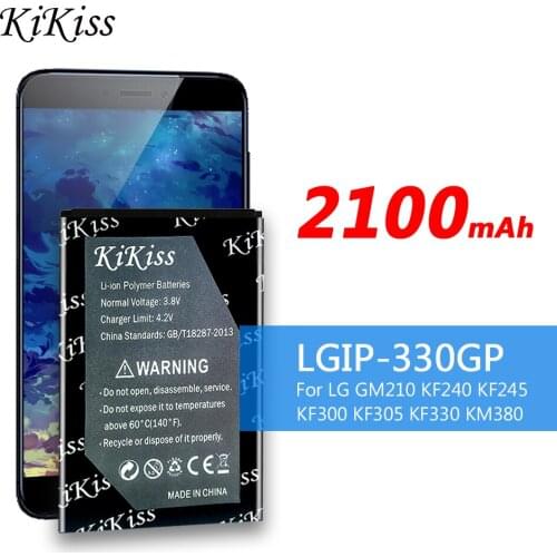KiKiss 2100mAh LGIP-330GP Replacement Battery for LG GM210 KF240 KF245 KF300 KF305 KF330 KM380 Smart Phone Batterie Bateria