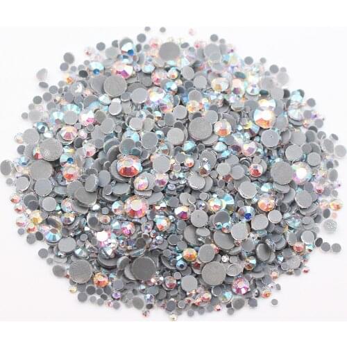 2500pcs Mix Size CrystalAB Flatback Shiny Crystal Rhinestones Glass Stones And Crystals Trim Glue Hotfix Rhinestones For Clothes