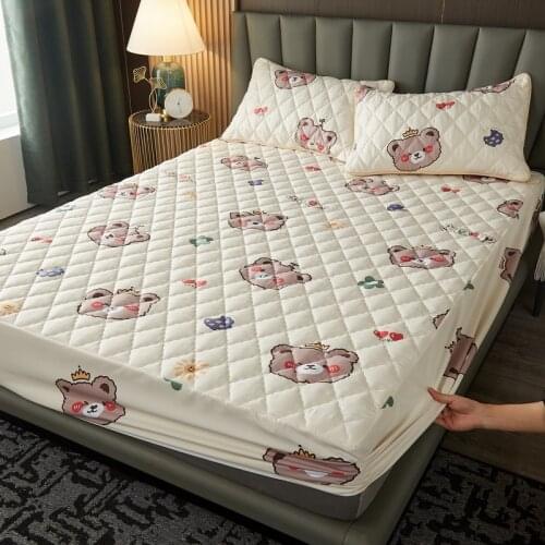 Water ProofThicken Quilted Mattress Cover Queen Quilted Bed Fitted Bed Sheet Anti-Bacteria Mattress Topper Air-Permeable Bed Pad