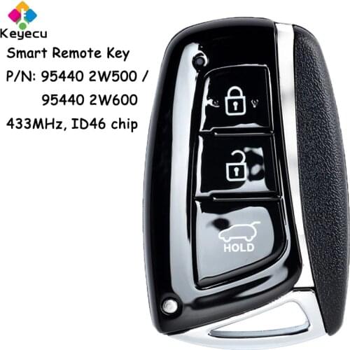 KEYECU Replacement New Smart Remote Key - 3 Buttons & 433MHz & ID46 Chip- FOB for Hyundai Santa Fe 2012-2015 FCC ID: 95440 2W500