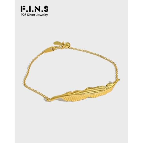 F.I.N.S Korea Style Woman Textured Leaf S925 Sterling Silver Bracelet Thin Chain Adjustable Silver Bracelet Female Fine Jewelry