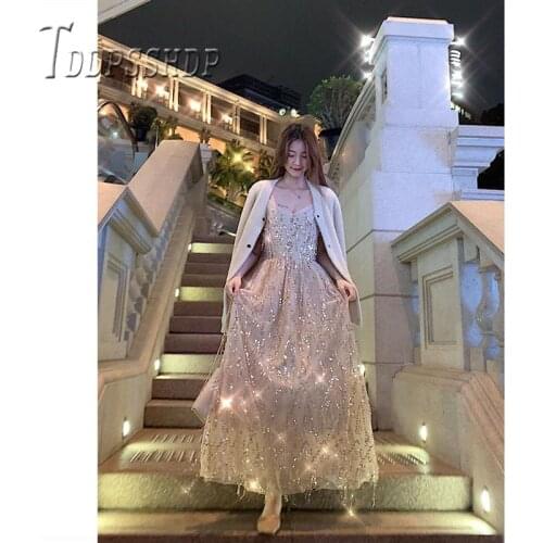 2019 Summer Party Sequins Women Dress V Neck Sexy Backless Female Dresses