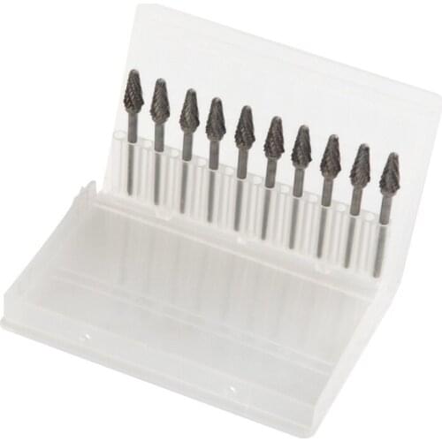 10pcs Tungsten Carbide Steel Rotary Burrs Set Grinding Head Rotary File