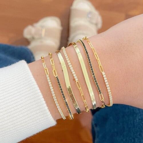 100% 925 Sterling Silver Micro Pave Cubic Ziron CZ Clip Multi Strand Tennis Bracelet Mixed Chains 925 Stack Vermeil Jewelry