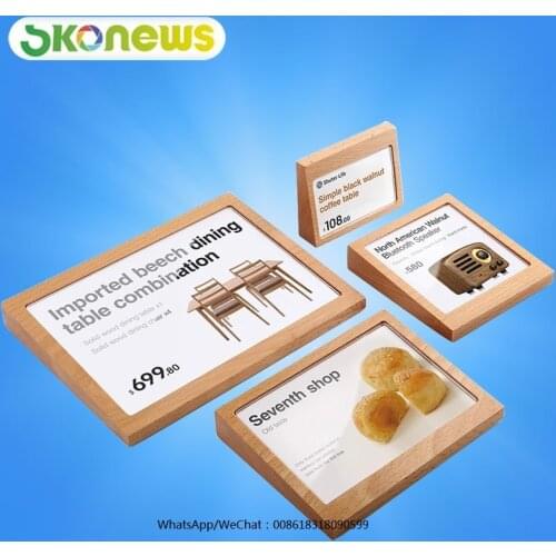 50 pcs Wooden Advertising Tag Sign Card Display Stand Acrylic Table Desk Menu price Label Holder Stand