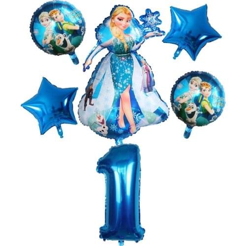 6pcs Elsa And Anna Princess Foil Helium Balloons 30inch Number Air Globos Kids Inflatable Toys Birthday Theme Party Decoration