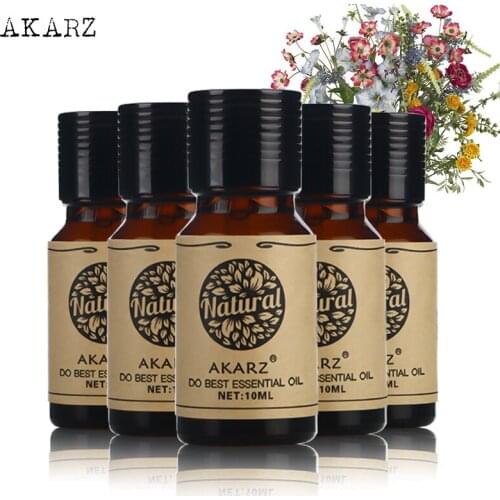 AKARZ Famous brand Eucalyptus Vetiver Clove Neroli Gardenia essential oil Aromatherapy Massage Spa Bath skin care 10ml*5