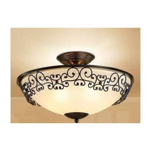 American bedroom lamp round ceiling lamp European retro iron village rural master bedroom children room lights ZA ZL482