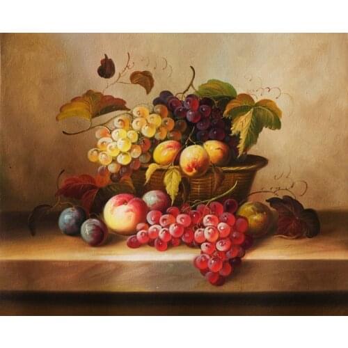 Free shipping classical grape fruit basket still life canvas printings oil painting on canvas wall art decoration picture