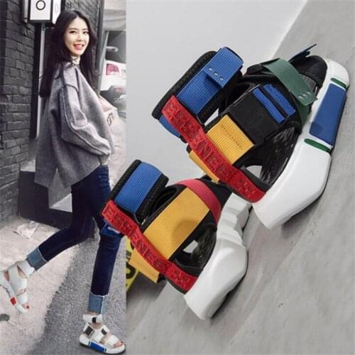 Blue Sandals Platform Women 2019 Ladies Casual Shoes Wedge High Chunky Heel Sandals Summer Shoes High Top Ankle Shoes 41