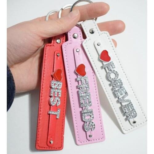 Crystal LOVE Best Friends Forever Letters Key Chains Friendship Heart Charms BFF Key Rings Personalized Best Gift For Girls