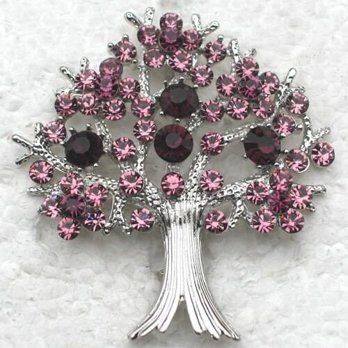Christmas gift pins Pur[le Rhinestone Tree Pin brooches Fashion brooch C900 D