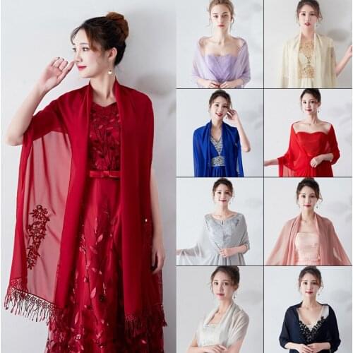 Long Bolero Lace Appliqued Beaded Evening Dresses Wedding Wrap Bolero Cape Shawl With Tassel Bridal Cape Long Party Bolero