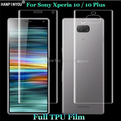 For Sony Xperia 10 / 10 Plus 2 Pcs = Front + Back Slim Full Cover Soft TPU Film Explosion-proof Screen Protector (Not Glass)