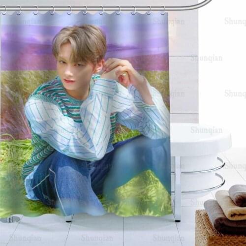 JUN Seventeen Shower Curtain Palm Decor Waterproof Polyester Fabric Bath Curtain 180X180cm Eco-friendly Bathroom Curtain 0512