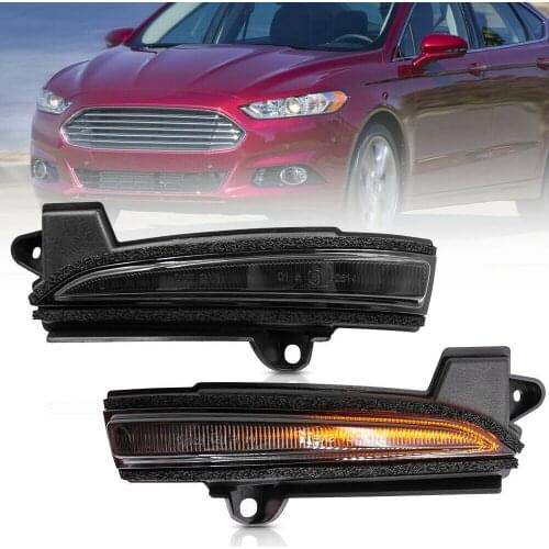 Smoke Lens Dynamic Amber Full LED Side Mirror Blinker Lamp Turn Signal Light for 13-17 Ford Fusion