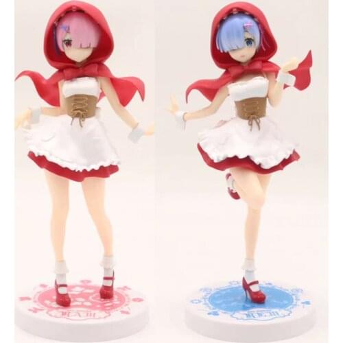 Japanese anime figure Re:Life in a different world from zero Ram/Rem red hat action figure Collectible Figurine Model Toy Gift