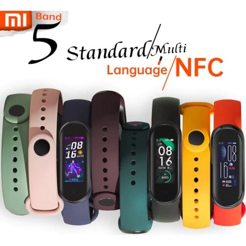 Xiaomi Mi Band 5 Standard Or NFC Wristband Stress Female Health Fitness Blacelet Heart Rate Sleep Step Swim Sport Monitor Alarm