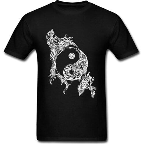 Zen Doodle Tshirt Yin Yang T Shirt Men T-Shirt Casual Summer/Fall Tops Tees Crewneck Clothes Black White Cotton Fabric