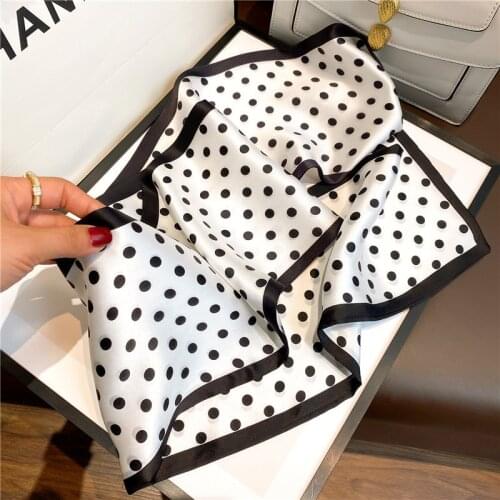 Polka Dot Prints 100% Silk Neckerchief Necktie Women Ladies Fashion Autumn Scarf Wraps Foulard 150*15cm