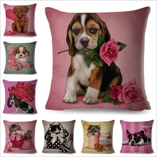 Colorful Cute Cartoon Pet Dog Cushion Cover Decor Sweety Animal Pillowcase for Sofa Home Car 45x45cm Polyester Pillow Case