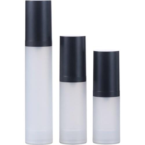 50pcs 20ml 30ml 50ml Black Frosted Airless Pump Vacuum Bottle Container Refillable Plastic Dispenser Travel Cosmetic Bottles