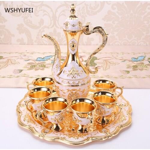 Liquor Glass Set Wine Cabinet Household Small Wine Glass European-style Metal Jug High-end Decoration Home Wedding Gift