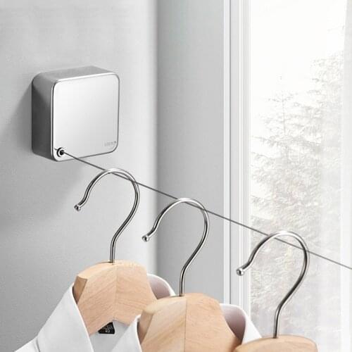 Wall Hanging Stainless Steel Invisible Clothesline Indoor Balcony Apartment Retractable Clothes Line Dryer Outdoor Laundry Rope