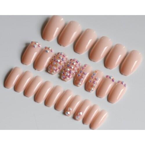 The latest fake nails full nail ballerina 24pcs designs full of crystal diamonds Dark complexion W85