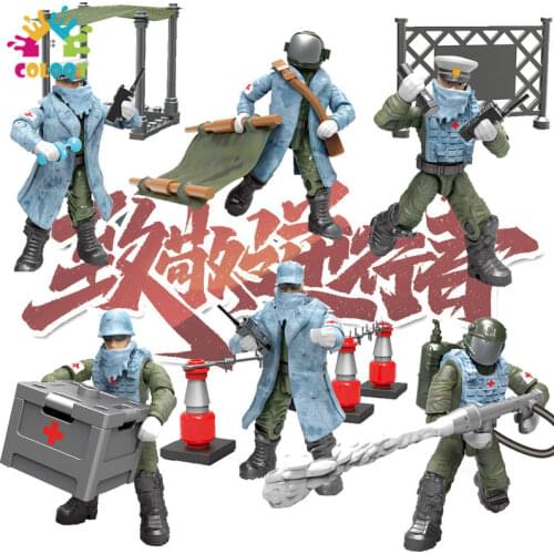 2021 New Kids Toys Jungle Sniper Team Military Figures Building Blocks WW2 Soldiers Weapon Accessories Guns Bricks For Boys