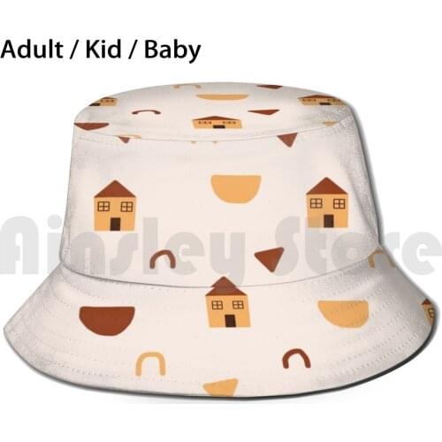 Abstract Bucket Hat Adult kid baby Beach Sun Hats Pattern Artsy Nature Seamless Vector Textile Wrapping Outdoors Kids Room