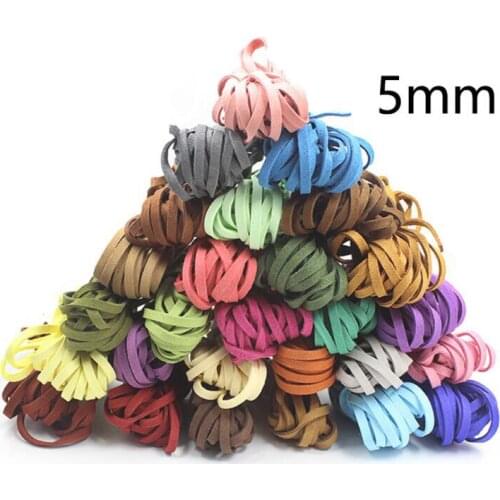 5 Meters/lot 5mm Width Flat Faux Leather Cords Multicolor Korean Velvet Suede Beading Thread Rope for DIY Jewelry Making Finding