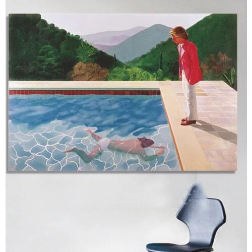 David Hockney Portrait of the Artist(Acrylic) Canvas Painting Modern Pictures Print Poster For Living Room Wall Abstract Décor