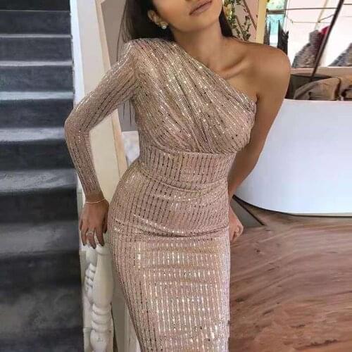 Latest Fashion Sexy Classy Chic Women Cocktail Party One Shoulder Long Dress Hot Selling Wholesale Online