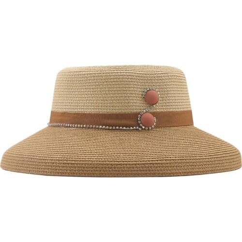 Simple Summer Hepburn Style Vintage Design Straw Hat Women Girls Solid Color Beach Holiday Big Sun Cap