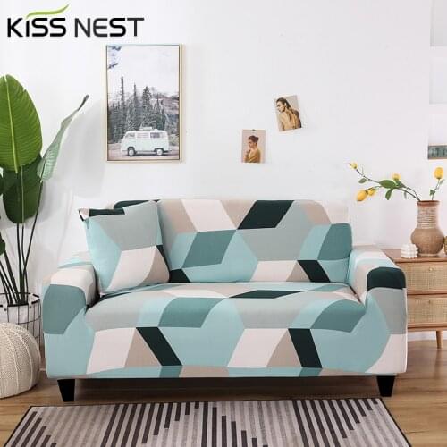 Geometric Pattern Chaise Longue Stretch Slipcovers,1/2/3/4 Seater Sofa Cover With Rest Arm,L-Shaped Need 2 Piece,Living Room