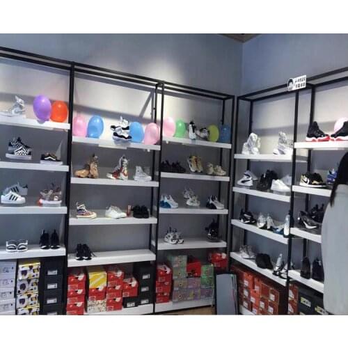 Solid wood shoe store shoe rack display rack multilayer shoe display rack vintage shoe bag shelf clothing store display rack