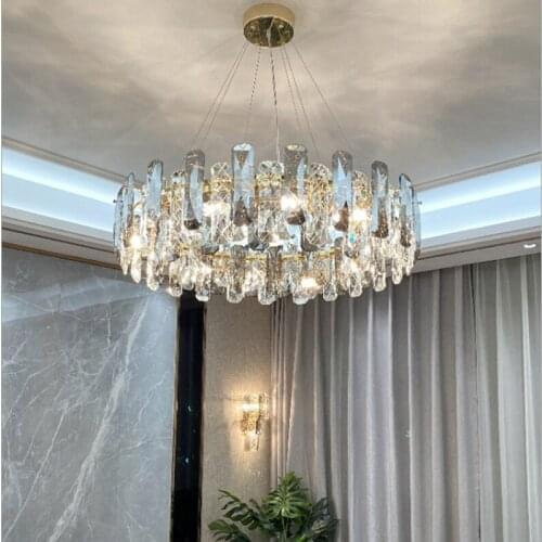 LED Modern Round Oval Crystal Pendant Lights Luminaire Lampen for Dinning Room Bedroom Living Room Decor Hanging Light Fixture