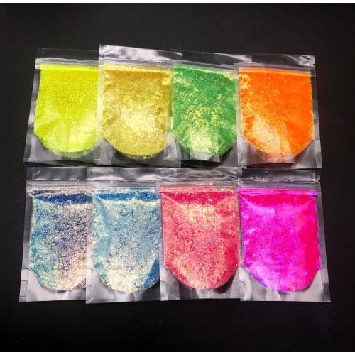 Luminous Nail Glitter Chunky Sequins 3D Fluorescent Nail Glitter Flakes Glow In Dark HexagonNeon Hexagon Fluorescent Mixed-Size