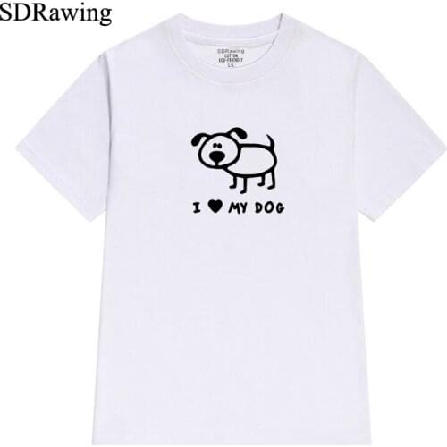 I Heart My Dog Print cotton T Shirt for Dog Lover women Funny Graphic Tees summer tops Hipster Tumblr Cozy tops