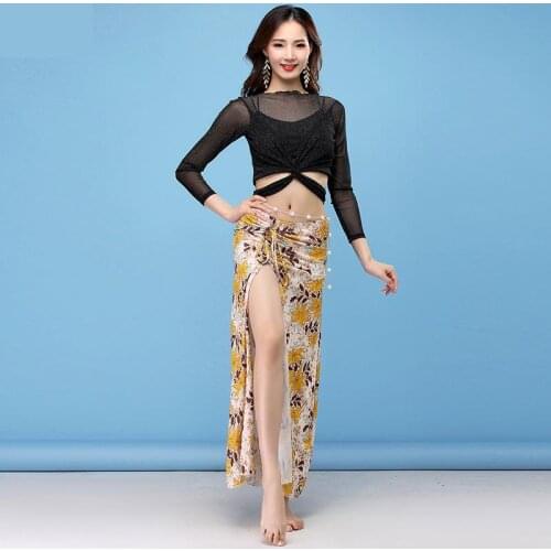 2020 Autumn Winter New Belly Dance Costume Women Exercise Clothes Sexy Modal Split Long Skirt Womens Performance Costumes S-XL