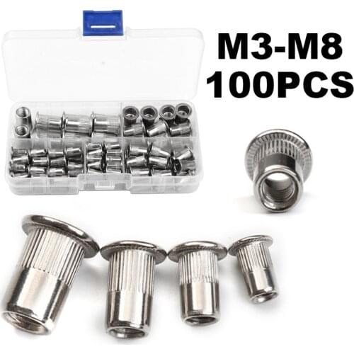 100PCS M3/M4/M5/M6/M8 Manual Threaded Nut Rive Tool Stainless Steel Household Repair Tools