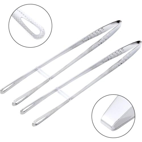 2Pcs/Set Stainless Steel Food Tongs BBQ Tong Mini Tweezer Portable Multi Kitchen Tongs Clips For Cooking Picnic Barbecue