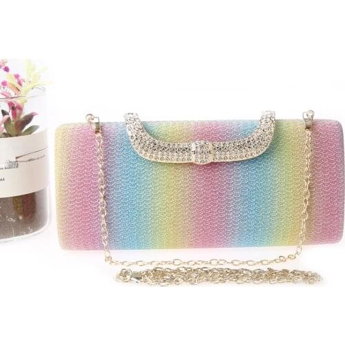 2021 Women Evening Clutch Bag Diamond Clutch Female Colorful Day Clutch Wedding Purse Party Banquet Shoulder Chain Handbags