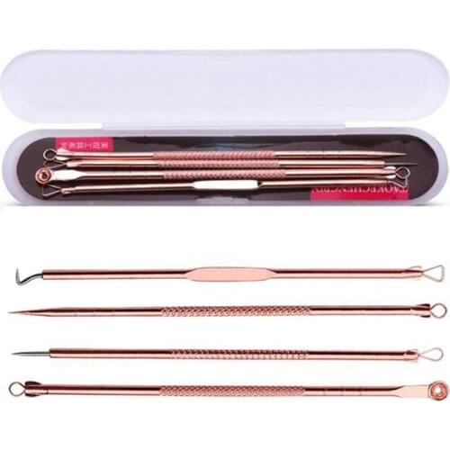 4 PCS Premium Blackheads Blemish Comedones Facial Impurities Pimples Remover Tools Blackhead Remover Kit face cleaner