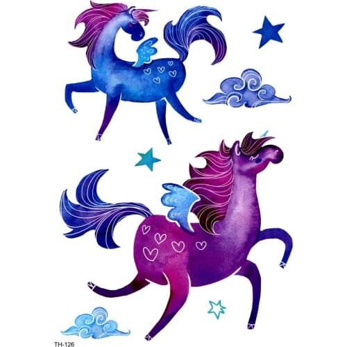 5pcs Flying Sky Horse Waterproof Temporary Tattoos Men Beauty Animals Tatoo Sleeve Tatouage Temporaire Flash Tattoo stickers