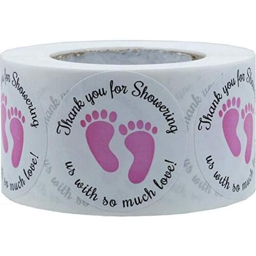 500pc/Roll Baby Feet Sealing Stickers Lable Baby Shower Decorations DIY Sealing Sticker Gift Packing Birthday Party Decoration-S