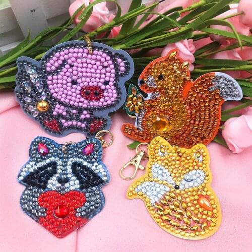 5D diamond painting cute animal DIY keychain diamond bag pendant jewelry mosaic home decoration pattern handmade new year